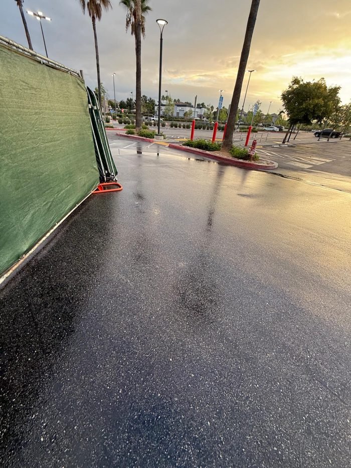 Commercial parking or drive-area pressure washing