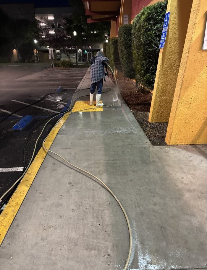 Commercial sidewalk or storefront walkway cleaning